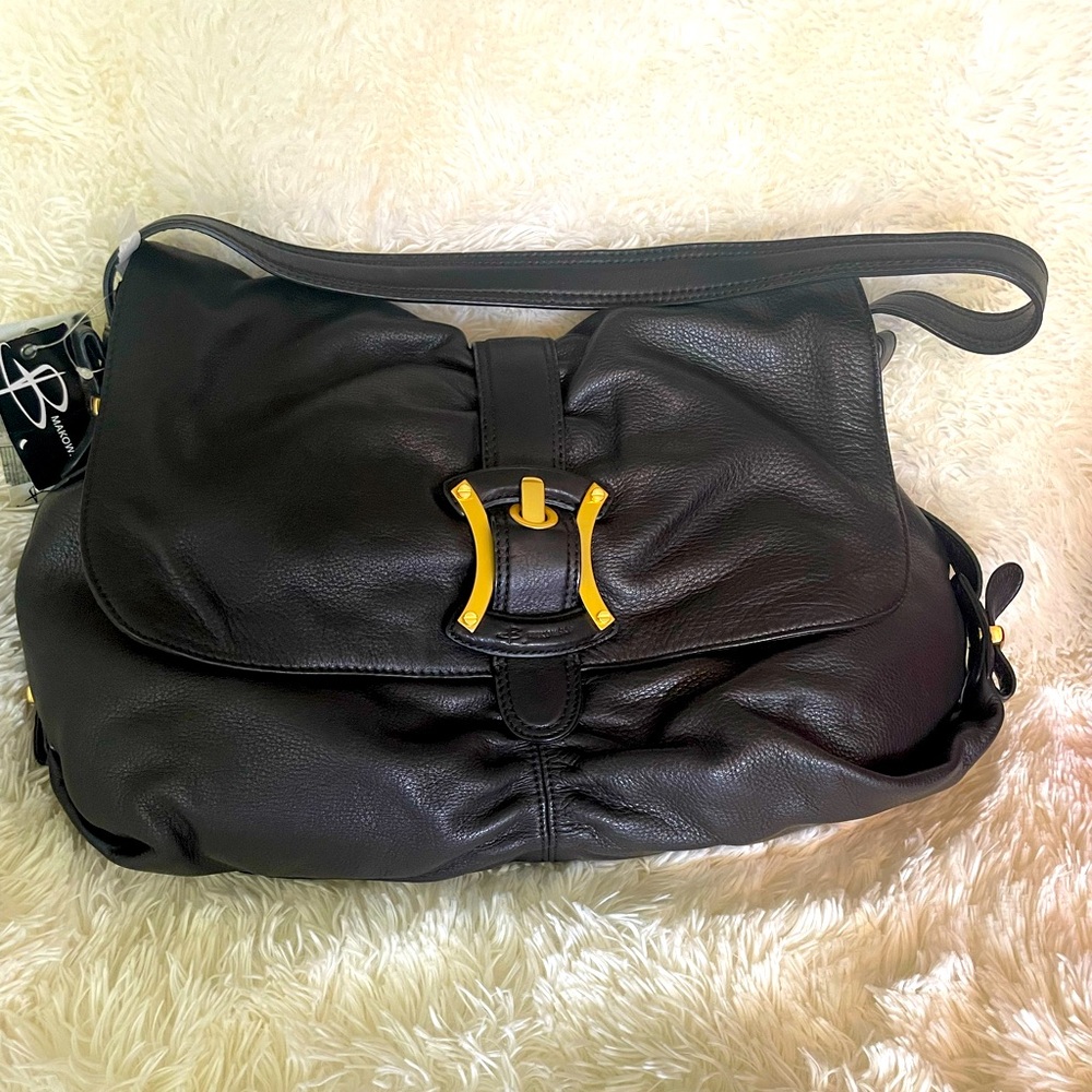 B. Makowsky Black Leather Bag
